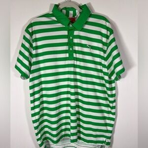 NWOT PUMA performance colorful polo green white striped rainbow sz XL streetwear